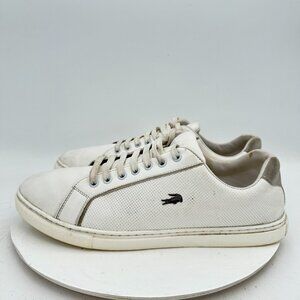 Lacoste Men Size 12 White Leather Grey Suede Lace Up Low Top Tennis Shoes